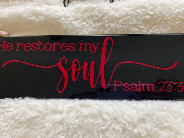Restore-Psalm 23:3 Glass Plaque